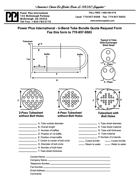 Cut Sheets & Instructions — Tube Bundle
